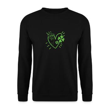Carlin irlandais face Shamrock Shamrock - Sweat-shirt Unisexe - noir - Devant - Alina (178cm) & Michal (187cm)