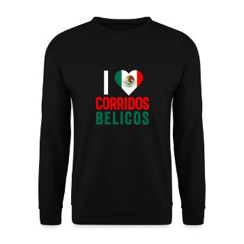 Corridos Belicos Tumbados Merch Camiseta Música - Sweat-shirt Unisexe - noir - Devant - Alina (178cm) & Michal (187cm)
