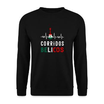 Corridos Belicos Tumbados Merch Camiseta Música - Sweat-shirt Unisexe - noir - Devant - Alina (178cm) & Michal (187cm)