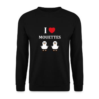 Humour petit mouette - Sweat-shirt Unisexe - noir - Devant - Alina (178cm) & Michal (187cm)