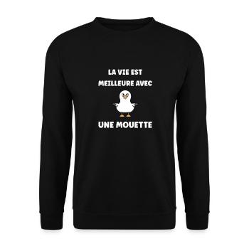 Humour petit mouette - Sweat-shirt Unisexe - noir - Devant - Alina (178cm) & Michal (187cm)