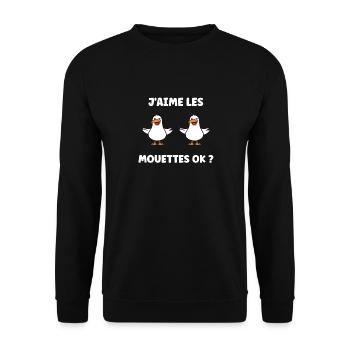 Humour petit mouette - Sweat-shirt Unisexe - noir - Devant - Alina (178cm) & Michal (187cm)