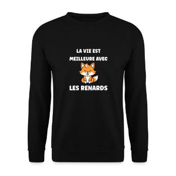 J'aime les renards - Sweat-shirt Unisexe - noir - Devant - Alina (178cm) & Michal (187cm)