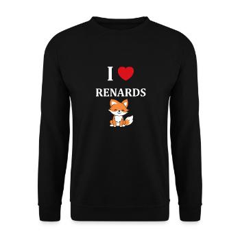 J'aime les renards - Sweat-shirt Unisexe - noir - Devant - Alina (178cm) & Michal (187cm)