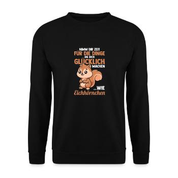 Eichhörnchen - Unisex Pullover - Schwarz - Vorne - Alina (178cm) & Michal (187cm)