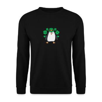 Irish Penguin Leprechaun Tier niedlich Vogel - Unisex Pullover - Schwarz - Vorne - Alina (178cm) & Michal (187cm)