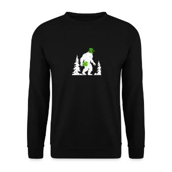 Irischer Bigfoot Sasquatch Shamrock Lustiger - Unisex Pullover - Schwarz - Vorne - Alina (178cm) & Michal (187cm)