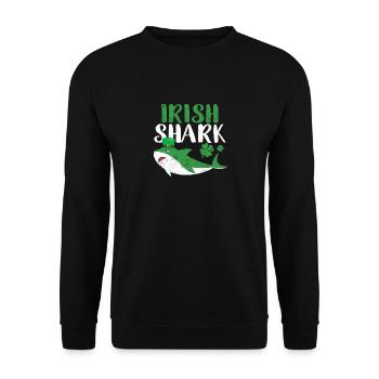 Irischer Hai Grün Lustig St Patricks Day Tier - Unisex Pullover - Schwarz - Vorne - Alina (178cm) & Michal (187cm)
