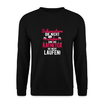Krankenschwester Schwestern Saufen Bier Wein Party - Unisex Pullover - Schwarz - Vorne - Alina (178cm) & Michal (187cm)