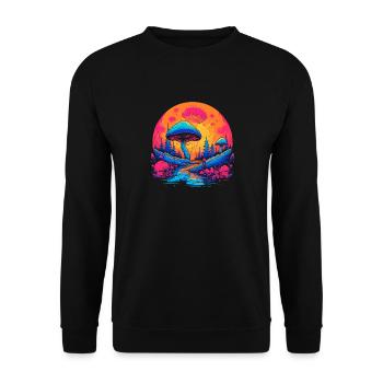 Mushroom | Fantasy Pilze Wald Natur Goa Festival - Unisex Pullover - Schwarz - Vorne - Alina (178cm) & Michal (187cm)