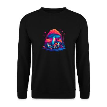 Mushroom | Fantasy Pilze Wald Natur Goa Festival - Unisex Pullover - Schwarz - Vorne - Alina (178cm) & Michal (187cm)