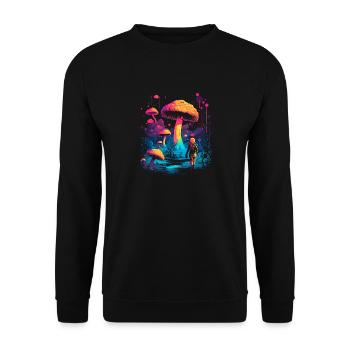 Mushroom | Fantasy Pilze Wald Natur Goa Festival - Unisex Pullover - Schwarz - Vorne - Alina (178cm) & Michal (187cm)