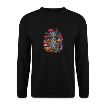 Mushroom | Fantasy Pilze Wald Natur Goa Festival - Unisex Pullover - Schwarz - Vorne - Alina (178cm) & Michal (187cm)