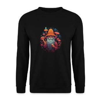 Mushroom Weihnachtsmann| Fantasy Pilze Natur Goa - Unisex Pullover - Schwarz - Vorne - Alina (178cm) & Michal (187cm)