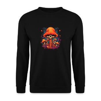 Mushroom | Fantasy Pilze Wald Natur Goa Festival - Unisex Pullover - Schwarz - Vorne - Alina (178cm) & Michal (187cm)