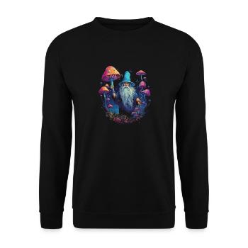 Mushroom | Fantasy Pilze Wald Natur Goa Festival - Unisex Pullover - Schwarz - Vorne - Alina (178cm) & Michal (187cm)