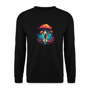 Mushroom | Fantasy Pilze Wald Natur Goa Festival - Unisex Pullover - Schwarz - Vorne - Alina (178cm) & Michal (187cm)