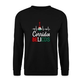 Corridos Belicos Tumbados Merch Camiseta Música - Sweat-shirt Unisexe - noir - Devant - Alina (178cm) & Michal (187cm)