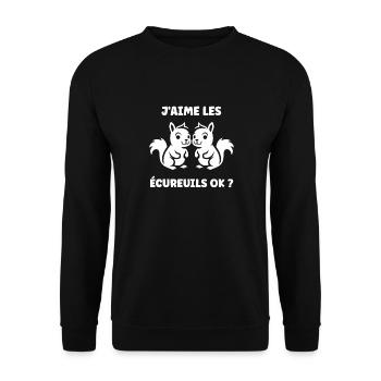 Humour petit écureuil - Sweat-shirt Unisexe - noir - Devant - Alina (178cm) & Michal (187cm)