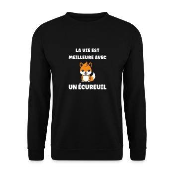 Humour petit écureuil - Sweat-shirt Unisexe - noir - Devant - Alina (178cm) & Michal (187cm)