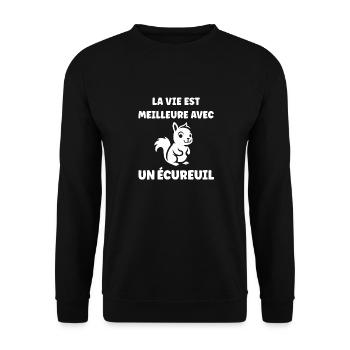 Humour petit écureuil - Sweat-shirt Unisexe - noir - Devant - Alina (178cm) & Michal (187cm)