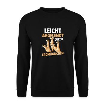 Leicht Abgelenkt Durch Erdmännchen - Unisex Pullover - Schwarz - Vorne - Alina (178cm) & Michal (187cm)
