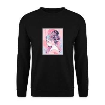 Vintage Japanisch Ästhetik Otaku Anime Girl - Unisex Pullover - Schwarz - Vorne - Alina (178cm) & Michal (187cm)