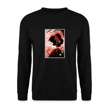 Vintage Japanisch Ästhetik Otaku Anime Girl - Unisex Pullover - Schwarz - Vorne - Alina (178cm) & Michal (187cm)