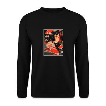 Vintage Japanisch Ästhetik Otaku Anime Girl - Unisex Pullover - Schwarz - Vorne - Alina (178cm) & Michal (187cm)