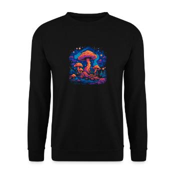 Mushroom | Fantasy Pilze Wald Natur Goa Festival - Unisex Pullover - Schwarz - Vorne - Alina (178cm) & Michal (187cm)