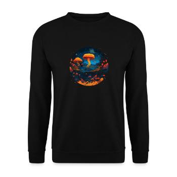 Mushroom | Fantasy Pilze Wald Natur Goa Festival - Unisex Pullover - Schwarz - Vorne - Alina (178cm) & Michal (187cm)
