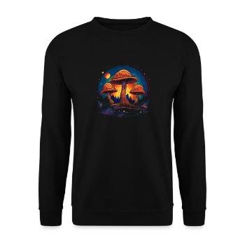 Mushroom | Fantasy Pilze Wald Natur Goa Festival - Unisex Pullover - Schwarz - Vorne - Alina (178cm) & Michal (187cm)