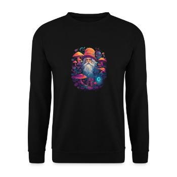 Mushroom Weihnachtsmann| Fantasy Pilze Natur Goa - Unisex Pullover - Schwarz - Vorne - Alina (178cm) & Michal (187cm)