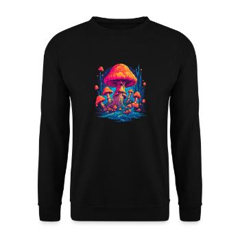 Mushroom | Fantasy Pilze Wald Natur Goa Festival - Unisex Pullover - Schwarz - Vorne - Alina (178cm) & Michal (187cm)