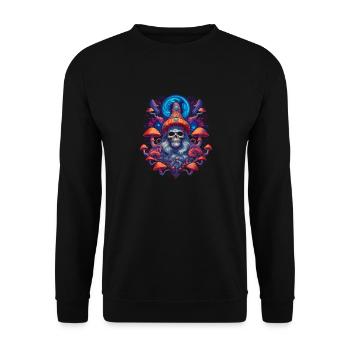 Mushroom | Fantasy Pilze Wald Natur Goa Festival - Unisex Pullover - Schwarz - Vorne - Alina (178cm) & Michal (187cm)
