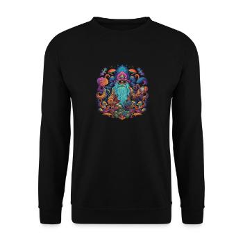 Mushroom | Fantasy Pilze Wald Natur Goa Festival - Unisex Pullover - Schwarz - Vorne - Alina (178cm) & Michal (187cm)