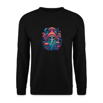 Mushroom | Fantasy Pilze Wald Natur Goa Festival - Unisex Pullover - Schwarz - Vorne - Alina (178cm) & Michal (187cm)