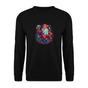 Mushroom Weihnachtsmann| Fantasy Pilze Natur Goa - Unisex Pullover - Schwarz - Vorne - Alina (178cm) & Michal (187cm)
