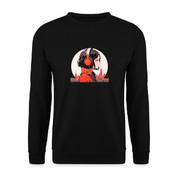Vintage Japanisch Ästhetik Otaku Anime Girl - Unisex Pullover - Schwarz - Vorne - Alina (178cm) & Michal (187cm)