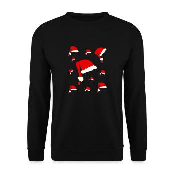 Santa Mütze - Weihnachtsfest - Unisex Pullover - Schwarz - Vorne - Alina (178cm) & Michal (187cm)