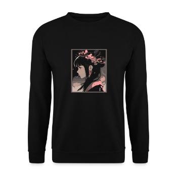 Vintage Japanisch Ästhetik Otaku Anime Girl - Unisex Pullover - Schwarz - Vorne - Alina (178cm) & Michal (187cm)