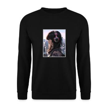 Vintage Japanisch Ästhetik Otaku Anime Girl - Unisex Pullover - Schwarz - Vorne - Alina (178cm) & Michal (187cm)