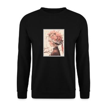 Vintage Japanisch Ästhetik Otaku Anime Girl - Unisex Pullover - Schwarz - Vorne - Alina (178cm) & Michal (187cm)