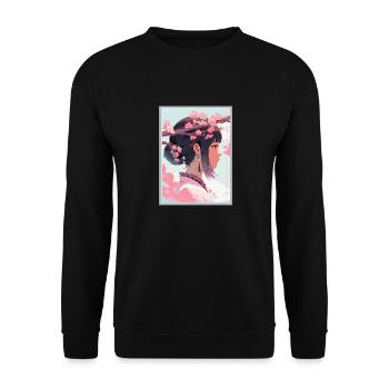 Vintage Japanisch Ästhetik Otaku Anime Girl - Unisex Pullover - Schwarz - Vorne - Alina (178cm) & Michal (187cm)