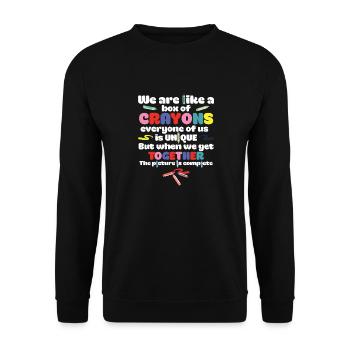 Retour à l’école, nous sommes comme une boîte de crayons de couleur - Sweat-shirt Unisexe - noir - Devant - Alina (178cm) & Michal (187cm)