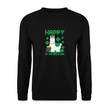 Bonne Saint-Patrick Lama vert alpaga chanceux - Sweat-shirt Unisexe - noir - Devant - Alina (178cm) & Michal (187cm)