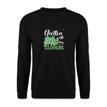 Chillin avec mes trèfles drôle irlandais - Sweat-shirt Unisexe - noir - Devant - Alina (178cm) & Michal (187cm)