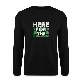 Hier für die Shenanigans Lucky St. Patrick's Day - Unisex Pullover - Schwarz - Vorne - Alina (178cm) & Michal (187cm)