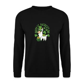 Glücklich St. Patricks Day Llama Grün Alpaka Lucky - Unisex Pullover - Schwarz - Vorne - Alina (178cm) & Michal (187cm)