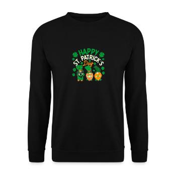 Trois Gnomes irlandais trèfle St Patrick jour chanceux - Sweat-shirt Unisexe - noir - Devant - Alina (178cm) & Michal (187cm)